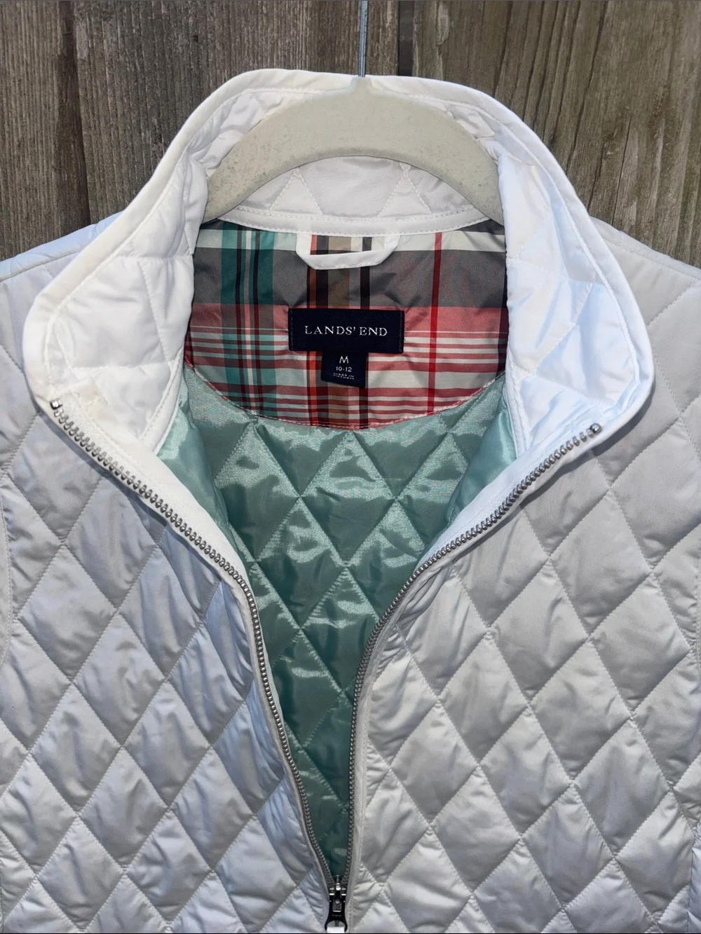 Lands' End Women's White Sporty Quilted Vest Size Medium